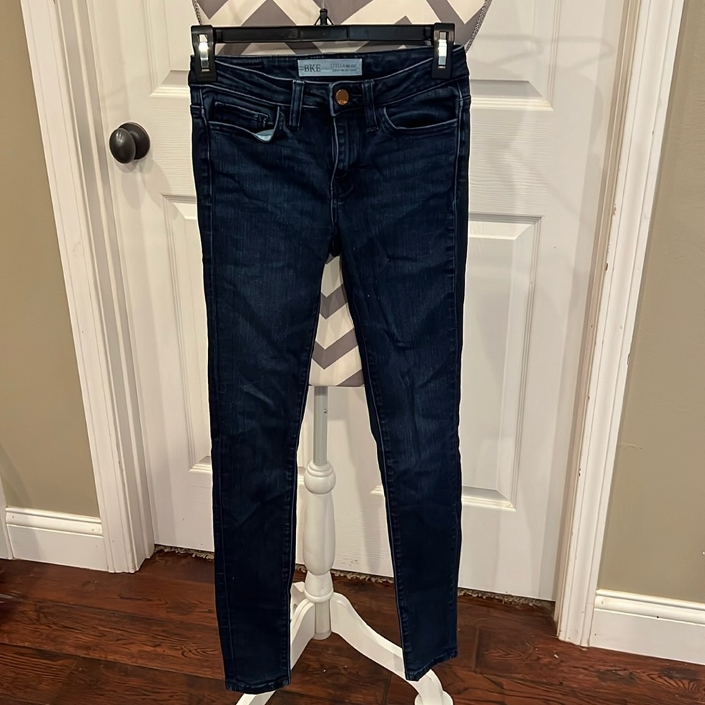 BKE Stella mid-rise slim fit skinny dark jean, size 23x31.5